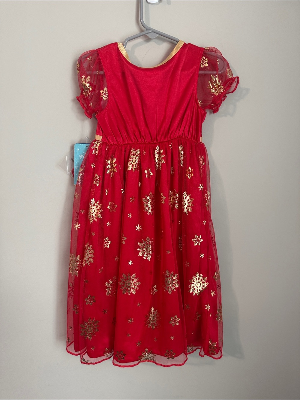 Disney Red Princess Snowflake Party Dress with Gold Accents - Picture 5 of 5